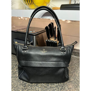 Kate Spade Satchel Handbag Purse Bag Grant Park Shelby Black Pebbled Leather